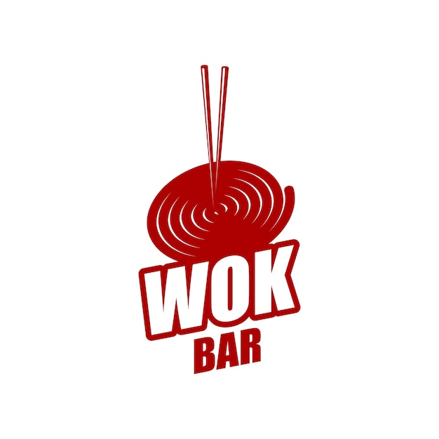 Wok pan icon Chinese and Japanese cuisine noodles