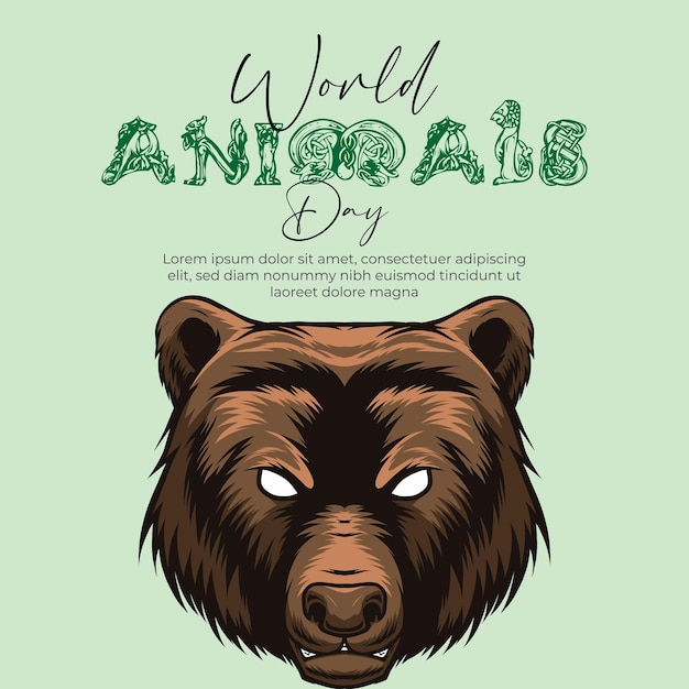 Вектор Шаблон социальных сетей «день животных мира» для ленты постов в instagram