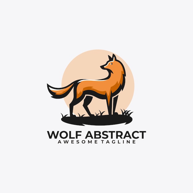 Vector wolf abstract logo design vector flat color