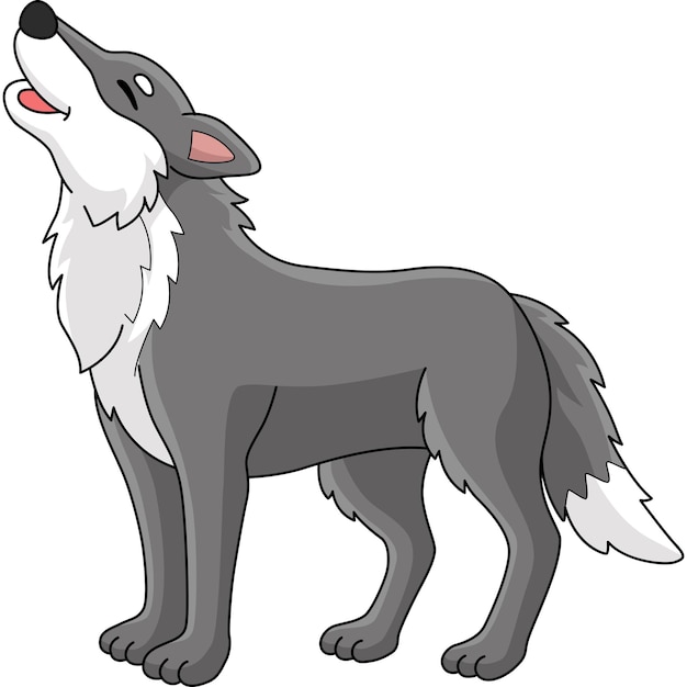 Vettore lupo animale cartone animato colorato clipart illustrazione