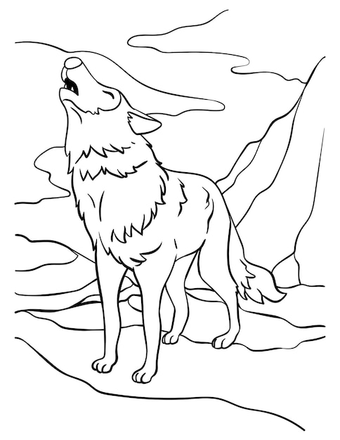 Wolf animal coloring page for kids