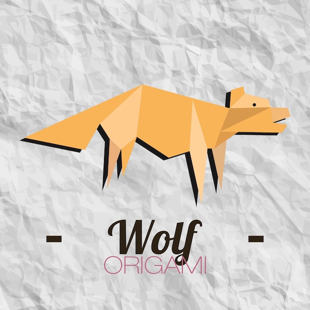 Вектор Векторный дизайн оригами из бумаги волка
