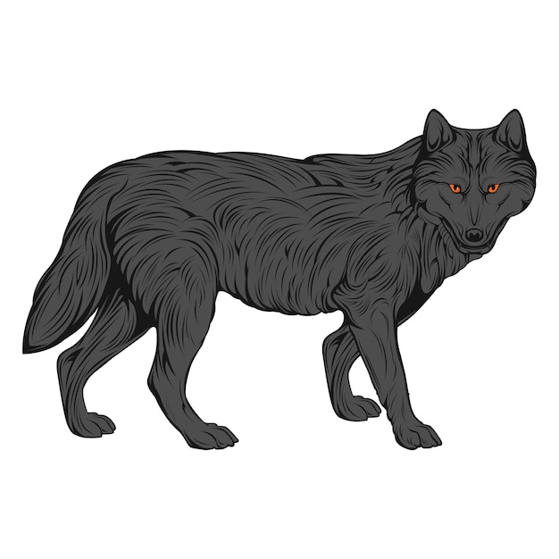 Wolf Art Walking Vector Illustration