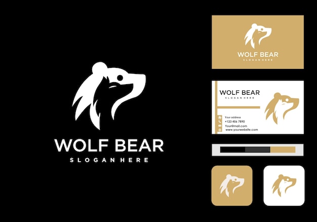 Wolf bear logo and business card icon