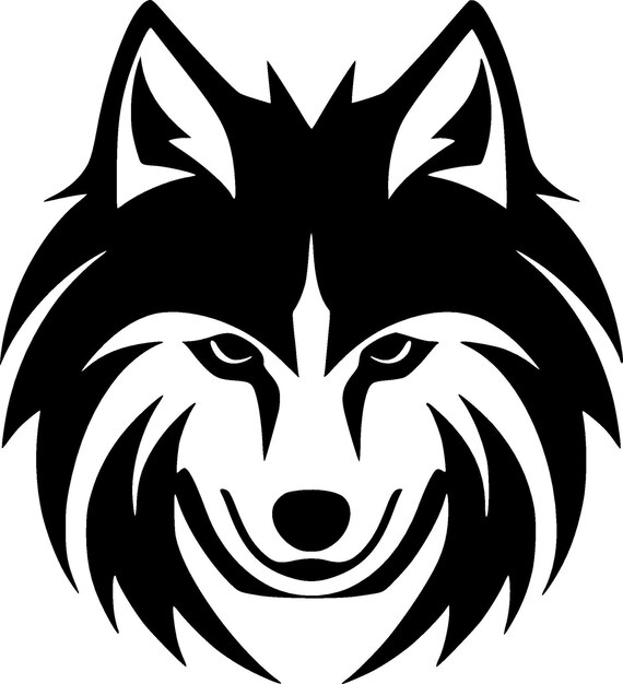 Волк Черно-белая изолированная икона. Векторная иллюстрация