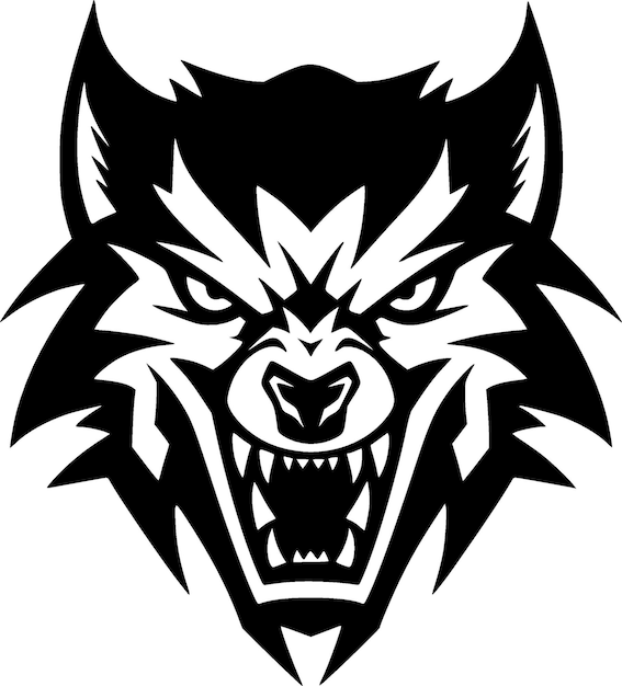 Vector wolf black and white isolated icon vector illustration