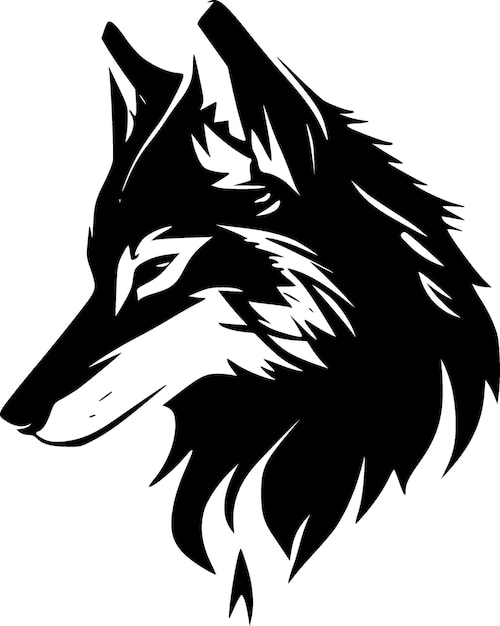 Wolf Black and White Isolated Icon Vector illustration