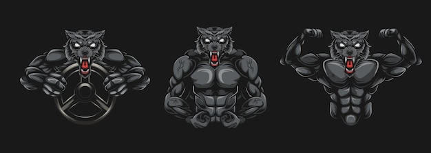 wolf bodybuilder illustration