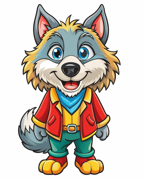 Wolf Cartoon Character 3D Vector op witte achtergrond