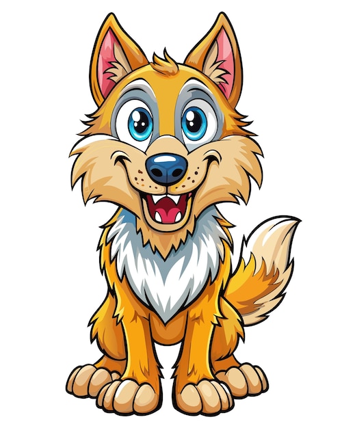 Wolf Cartoon Character 3D Vector in White Background