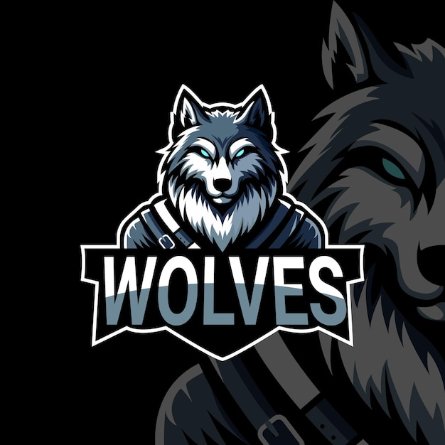wolf character esport logo