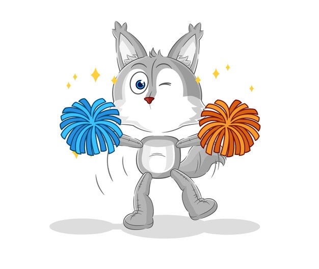 Wolf cheerleader cartoon cartoon mascot vector