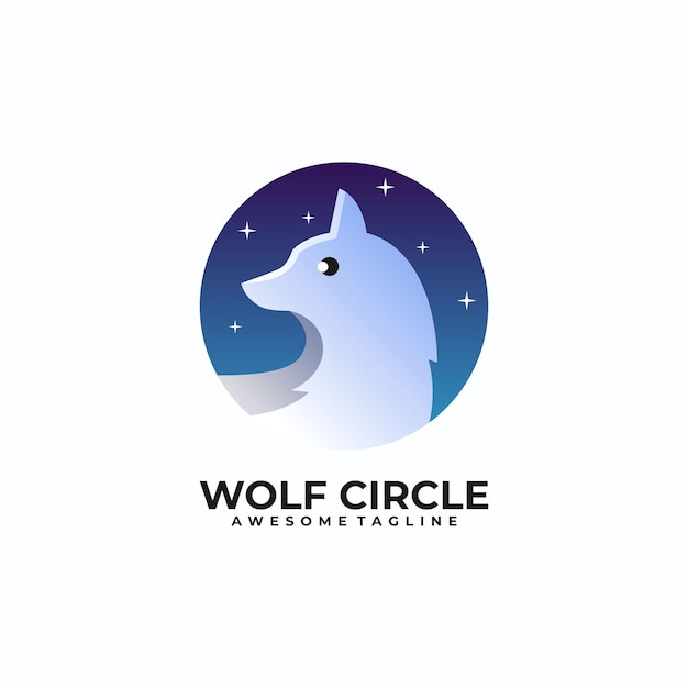 Vector wolf cirkel logo ontwerp sjabloon moderne kleur