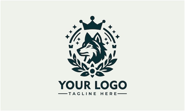 wolf Crown Flower logo Vector design Vintage Wolf logo vector for Business Identity