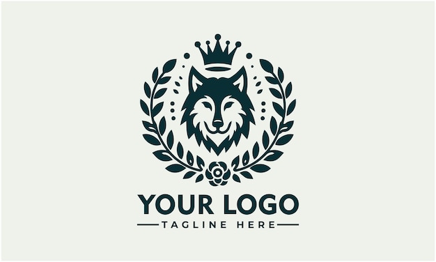 Vector wolf crown flower logo vector design vintage wolf logo vector for business identity