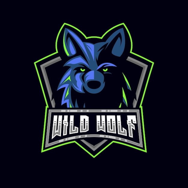 Wolf ESport Gaming Logo Wolf Head logo mascotte vector illustratie sjabloon