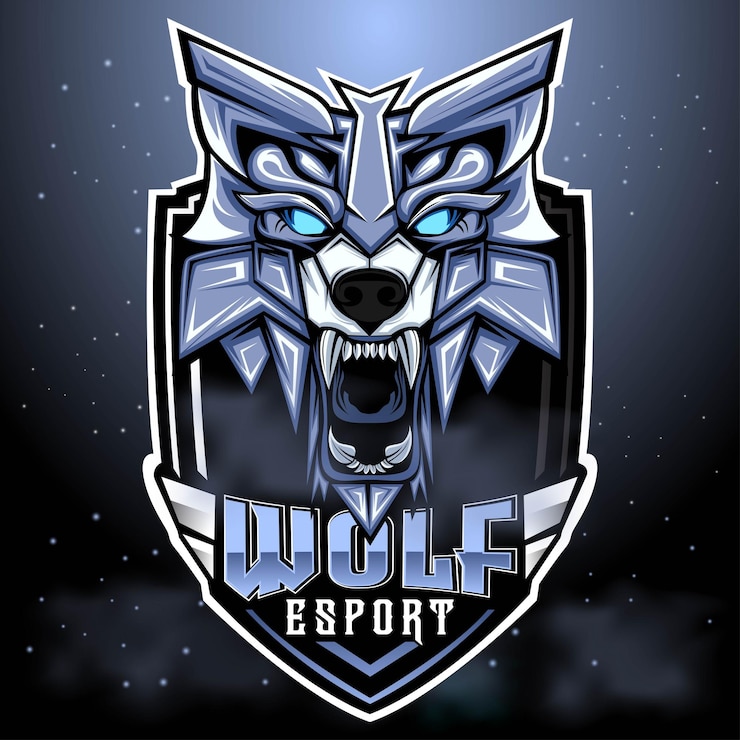 Vector wolf esport gaming mascot logo design character