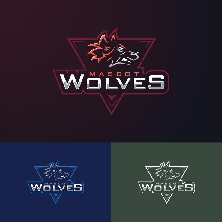 Vector wolf esport logo ontwerp vector
