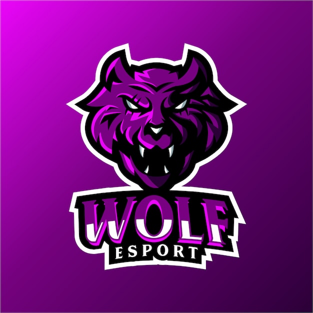 Wolf esport mascotte logo sjabloon