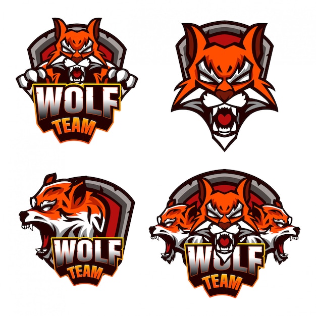 Vector wolf esports emblem logo