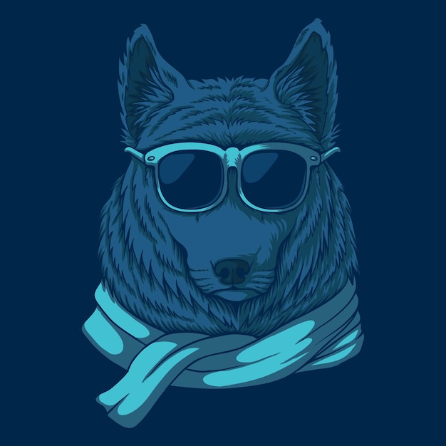 Wolf eyeglasses illustration