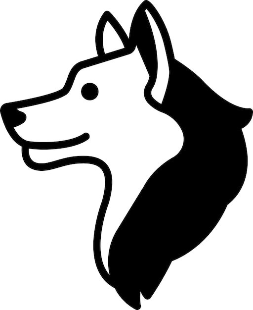 Vector wolf face glyph and line vector illustration