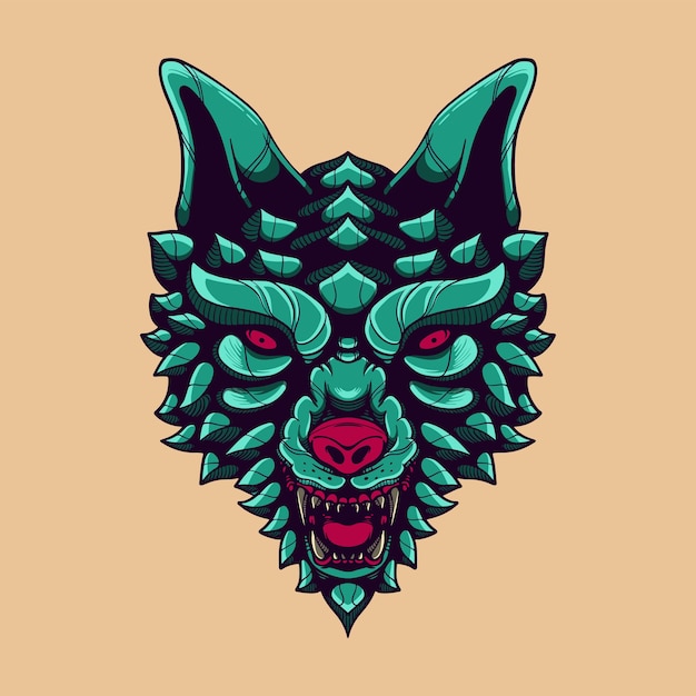 wolf face sketchy artwork design illustration