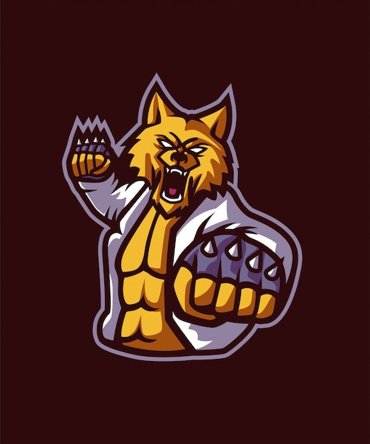 Vector wolf fighter sports logo