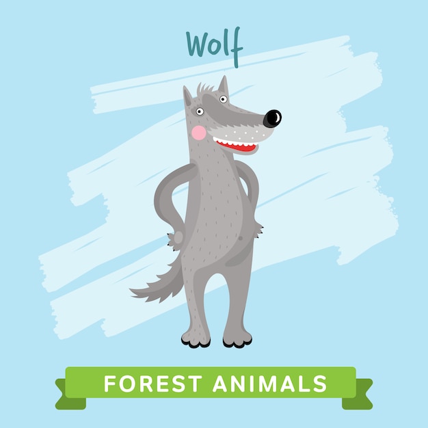 Vector wolf forest animals.