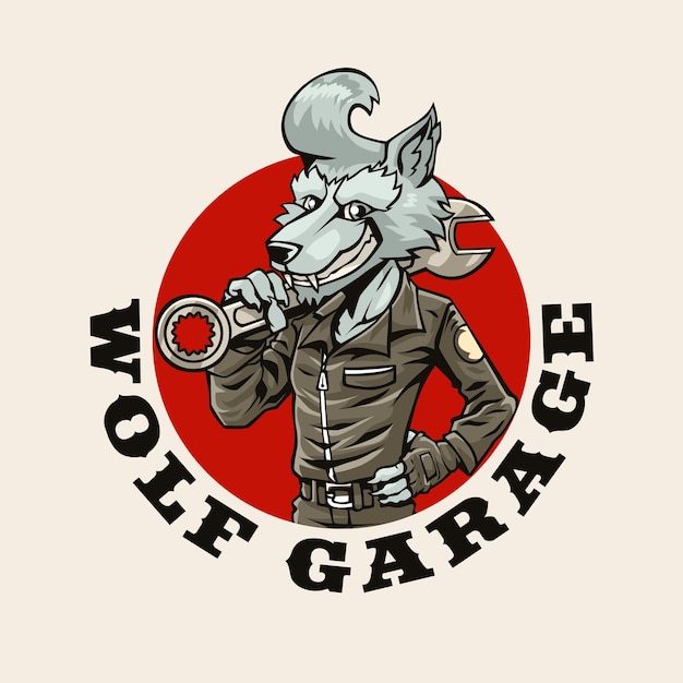 Wolf garage mascotte logo afbeelding