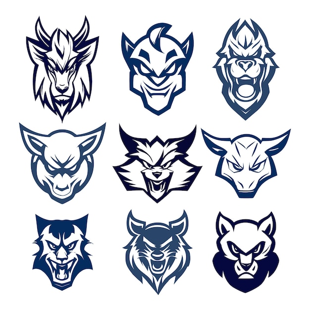 Wolf gezicht logo vector set