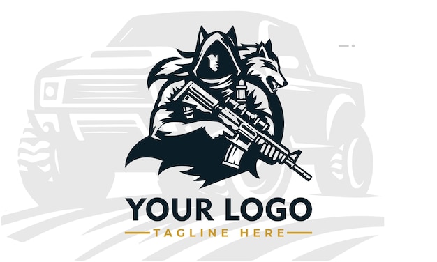 Vector wolf guns vector logo guns vector logo for small business