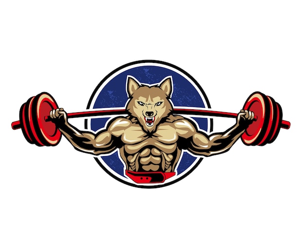 Wolf gym cartoon logo 