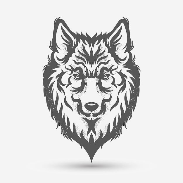 Vector wolf head art brush style design