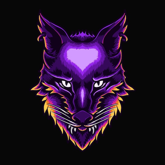 Wolf head character vector illustration