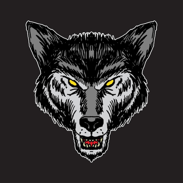 wolf head drawing  vector graphic