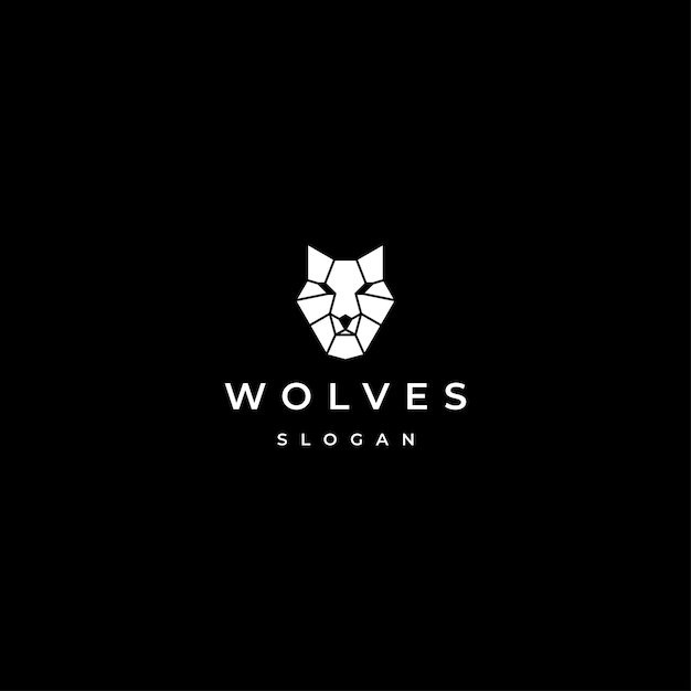 Wolf head geometric logo design template