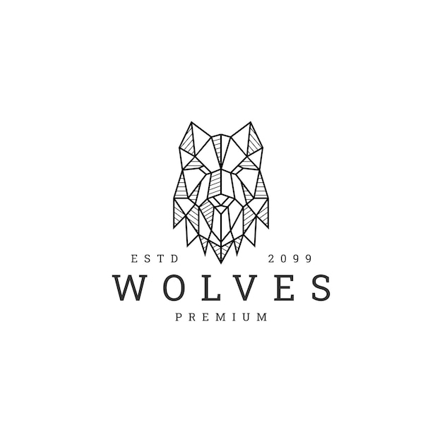 Wolf head geometric polygonal logo vector icon design template