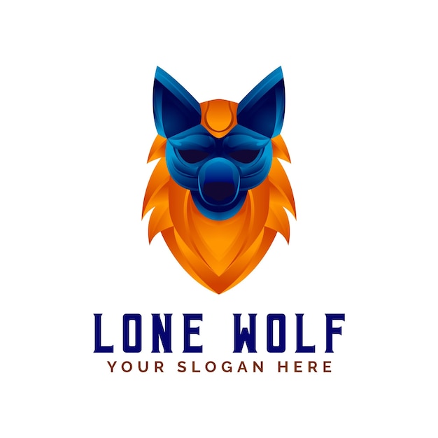 狼頭グラデーション ロゴ アイコン シンボル デザイン テンプレート