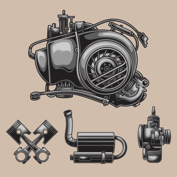 Vector wolf head illustration in mecha style