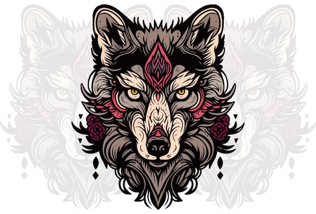 The wolf head is made in vector graphics editor software