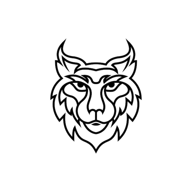 Wolf Head line Art Vector Illustration