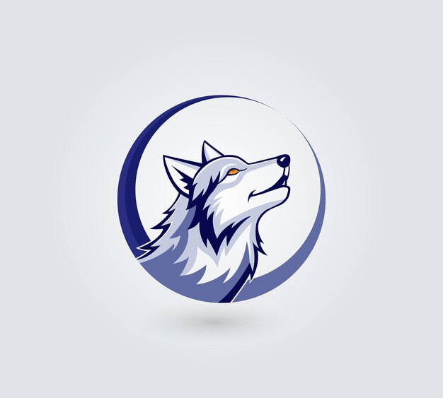 Vettore illustrazione del modello di design del logo della testa del lupo