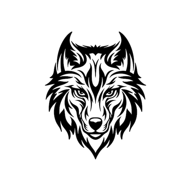 Вектор дизайна логотипа с головой волка