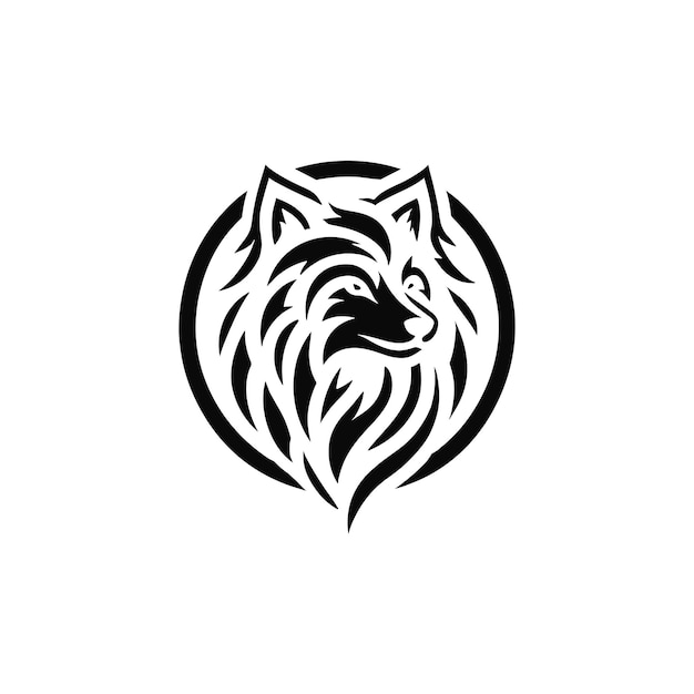Логотип с головой волка внутри круга в современном и простом стиле