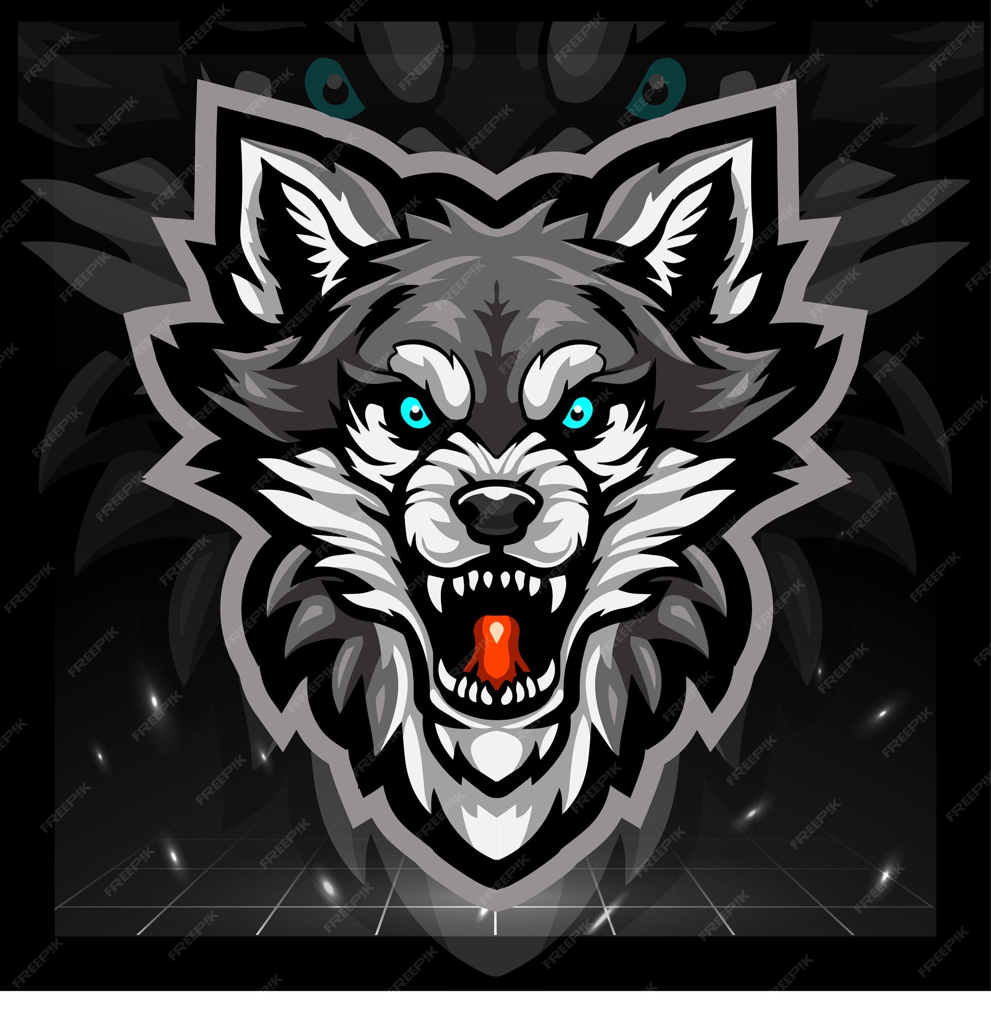 Premium Vector | Wolf head mascot esport logo design