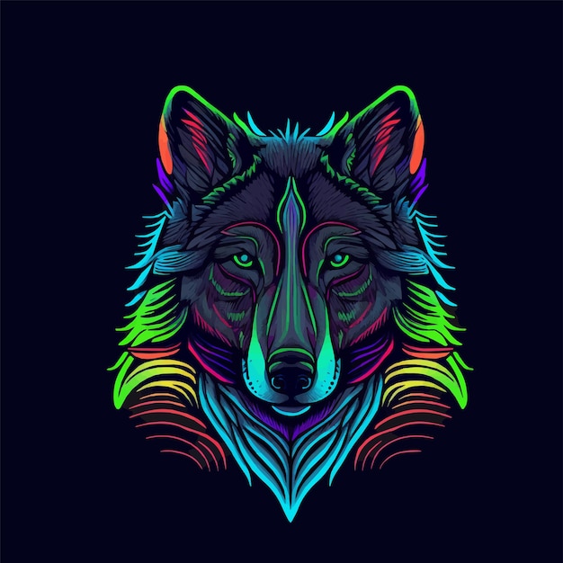 로고 아이콘 또는 포스터에 대한 늑대 머리 마스코트 그림
