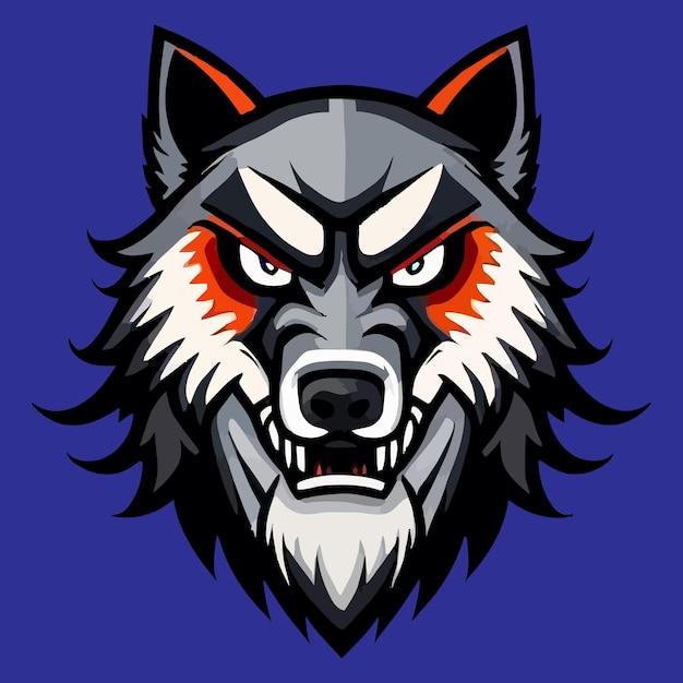 Logo della mascotte della testa di lupo design esport gaming