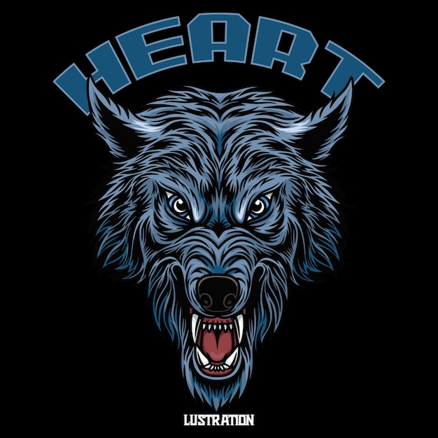 Wolf head mascot With Text illustration