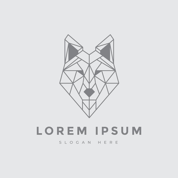 wolf head minimal art animal forest mammal predator logo design vector graphic illustration